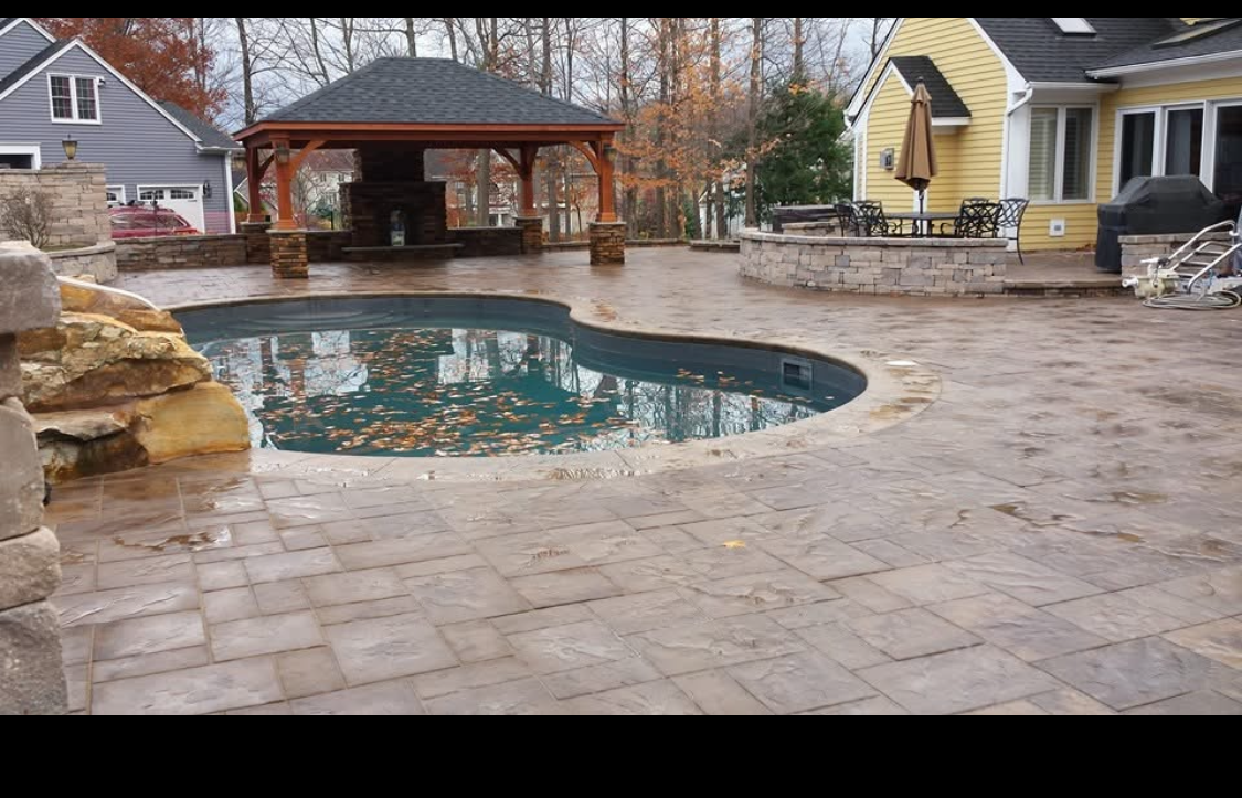 Stamped Concrete Pool Patio & Pavilion